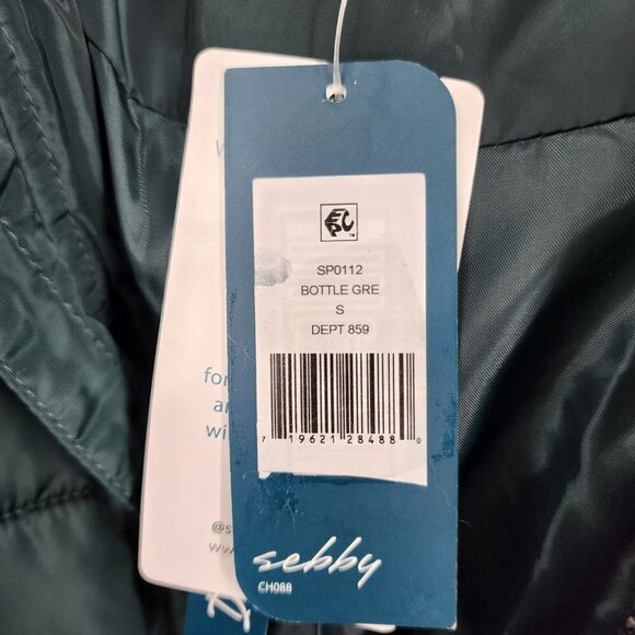 SEBBY Women's 3/4 Puffer Jacket In Bottle Green Size S NWT - Picture 7 of 12